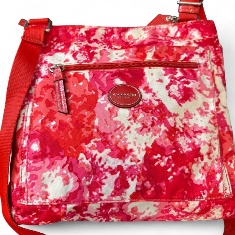 COACH NYLON GETAWAY FLORAL FILE CROSSBODY BAG EUC